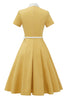 Load image into Gallery viewer, Retro Style Yellow 1950s Dress with Bowknot