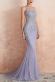 Mermaid Illusion Neck Prom Dress