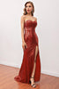 Load image into Gallery viewer, Red Sequin Mermaid Long Prom Dress