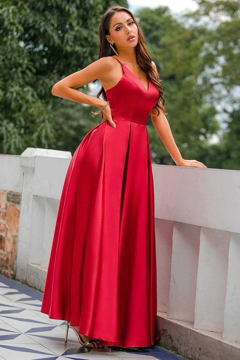 Load image into Gallery viewer, Burgundy Satin Dress