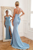 Load image into Gallery viewer, Light Blue Mermaid Long Prom Dress with Beading
