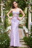 Load image into Gallery viewer, Sweetheart Neck Mermaid Long Purple Prom Dress With Appliques