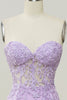 Load image into Gallery viewer, Purple Sweetheart Neck Mermaid Prom Dress With Appliques