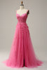 Load image into Gallery viewer, A Line Off the Shoulder Hot Pink Long Prom Dress with Appliques