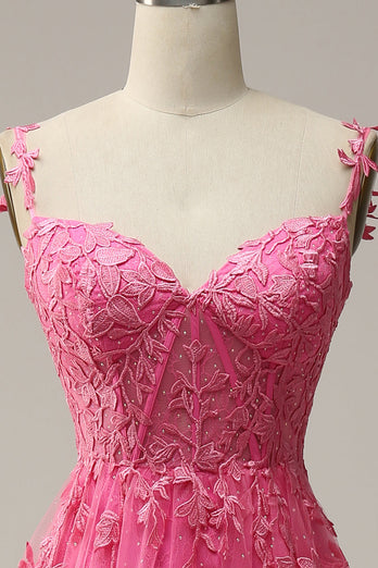 Zapaka Women Hot Pink Long Prom Dress A Line Off the Shoulder Formal ...