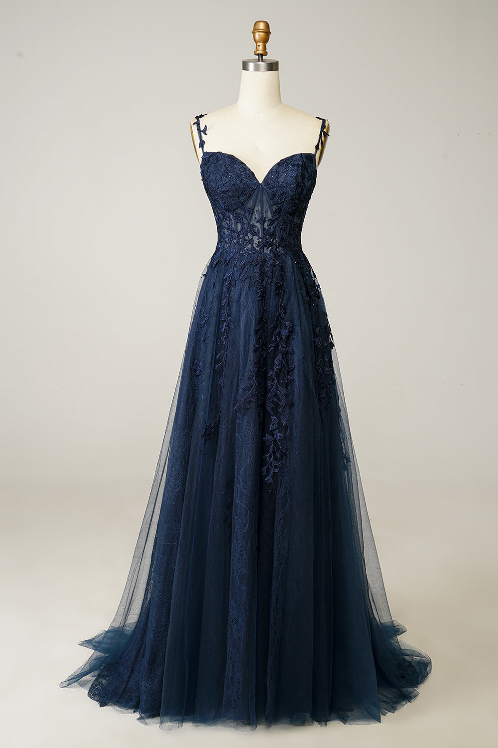 Zapaka Women Prom Dress Navy A Line Spaghetti Straps Formal Dress with Appliques ZAPAKA UK Zapaka Women Prom Dress Navy A Line Spaghetti Straps Formal Dress with Appliques ZAPAKA UK