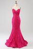 Load image into Gallery viewer, Bling Mermaid Sweetheart Hot Pink Sequins Long Prom Dress