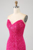 Load image into Gallery viewer, Bling Mermaid Sweetheart Hot Pink Sequins Long Prom Dress