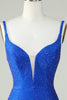 Load image into Gallery viewer, Bodycon Deep V Neck Royal Blue Short Homecoming Dress with Beading