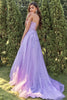 Load image into Gallery viewer, Purple Tulle Prom Dress with Appliques