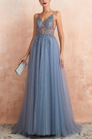 Load image into Gallery viewer, V-neck Slit Tulle Dress