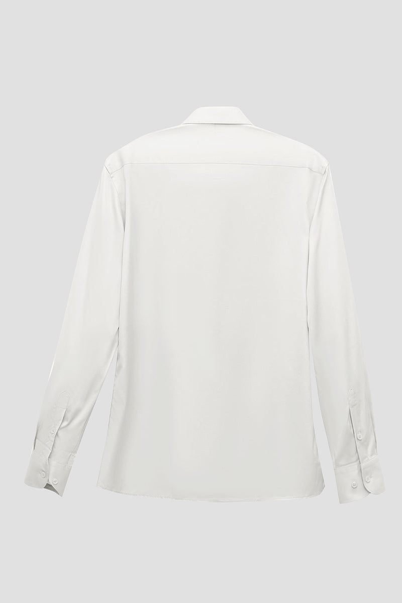 Load image into Gallery viewer, White Solid Long Sleeves Men&#39;s Suit Shirt