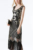 Load image into Gallery viewer, 1920s Black Sequins Flapper Tea-Length Dress