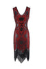 Load image into Gallery viewer, Red Sequins Beaded V-neck 1920s Dress