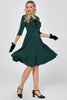 Load image into Gallery viewer, Dark Green 3/4 Sleeves Vintage Dress