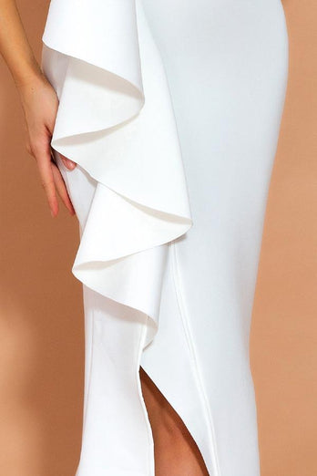 Amazing One Shoulder White Evening Party Dress