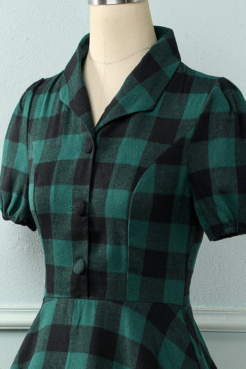 Green Plaid Vintage Tartan Dress