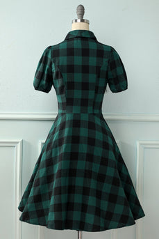 Green Plaid Vintage Tartan Dress