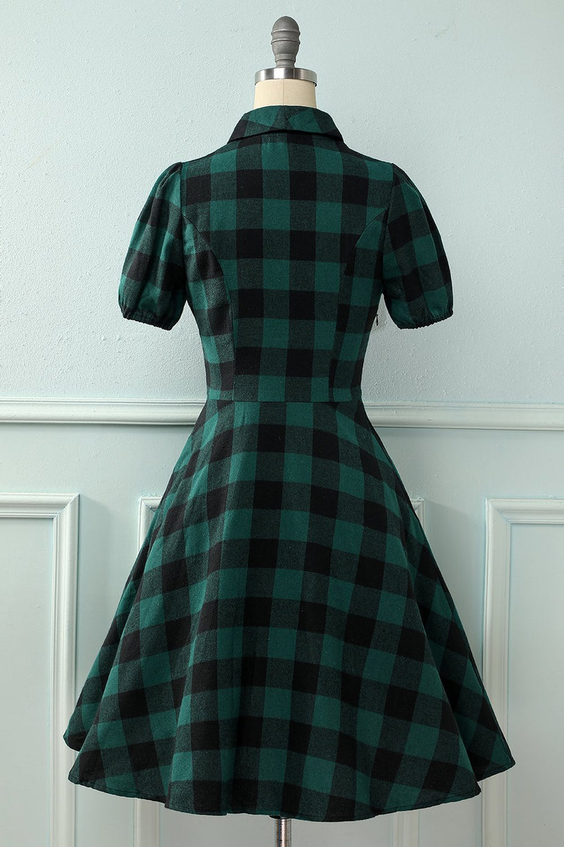 Load image into Gallery viewer, Green Plaid Vintage Tartan Dress