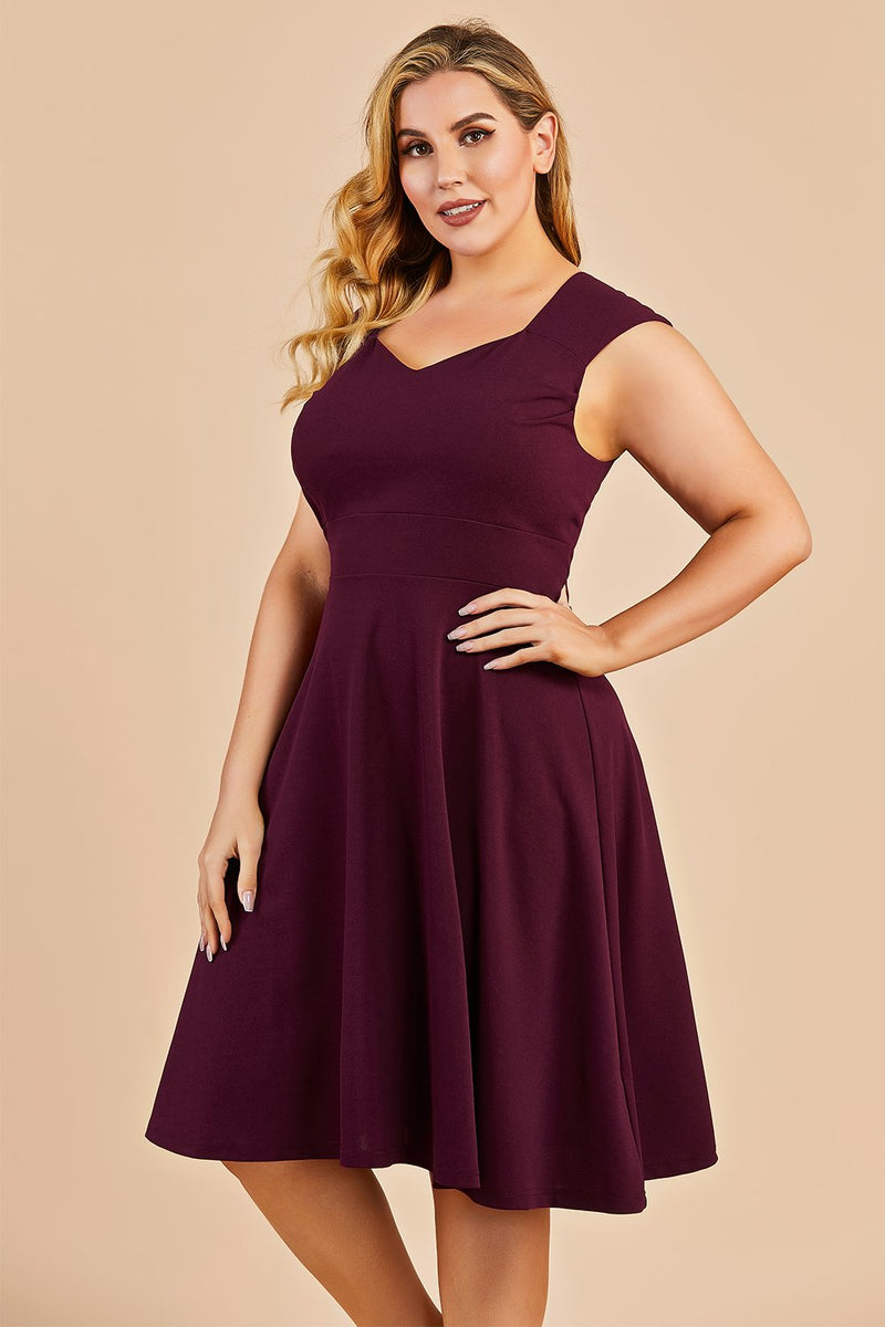 Load image into Gallery viewer, Burgundy Plus Size Homecoming Party Dress