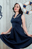 Load image into Gallery viewer, Navy Blue 1950s Style Dress