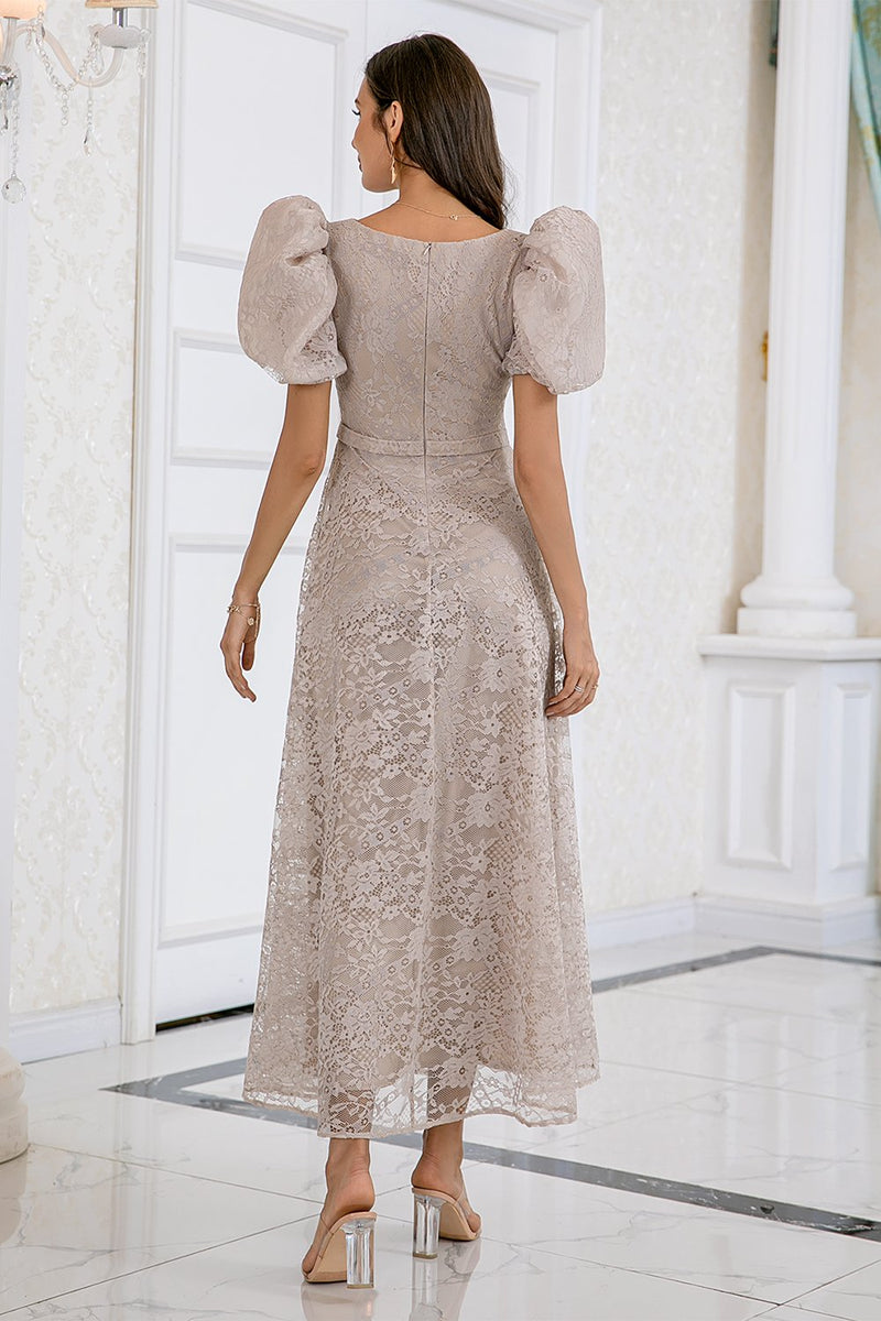 Zapaka Women Mother of the Bride Dress Grey Lace Wedding Guest Dress ...