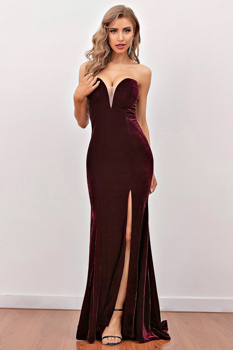 Load image into Gallery viewer, Fashion Burgundy Sweetheart Long Party Dress
