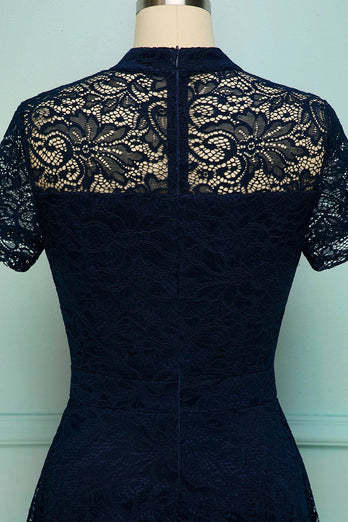 Navy High Neck Lace