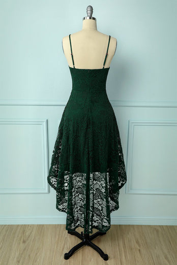 Straps Dark Green Lace Dress