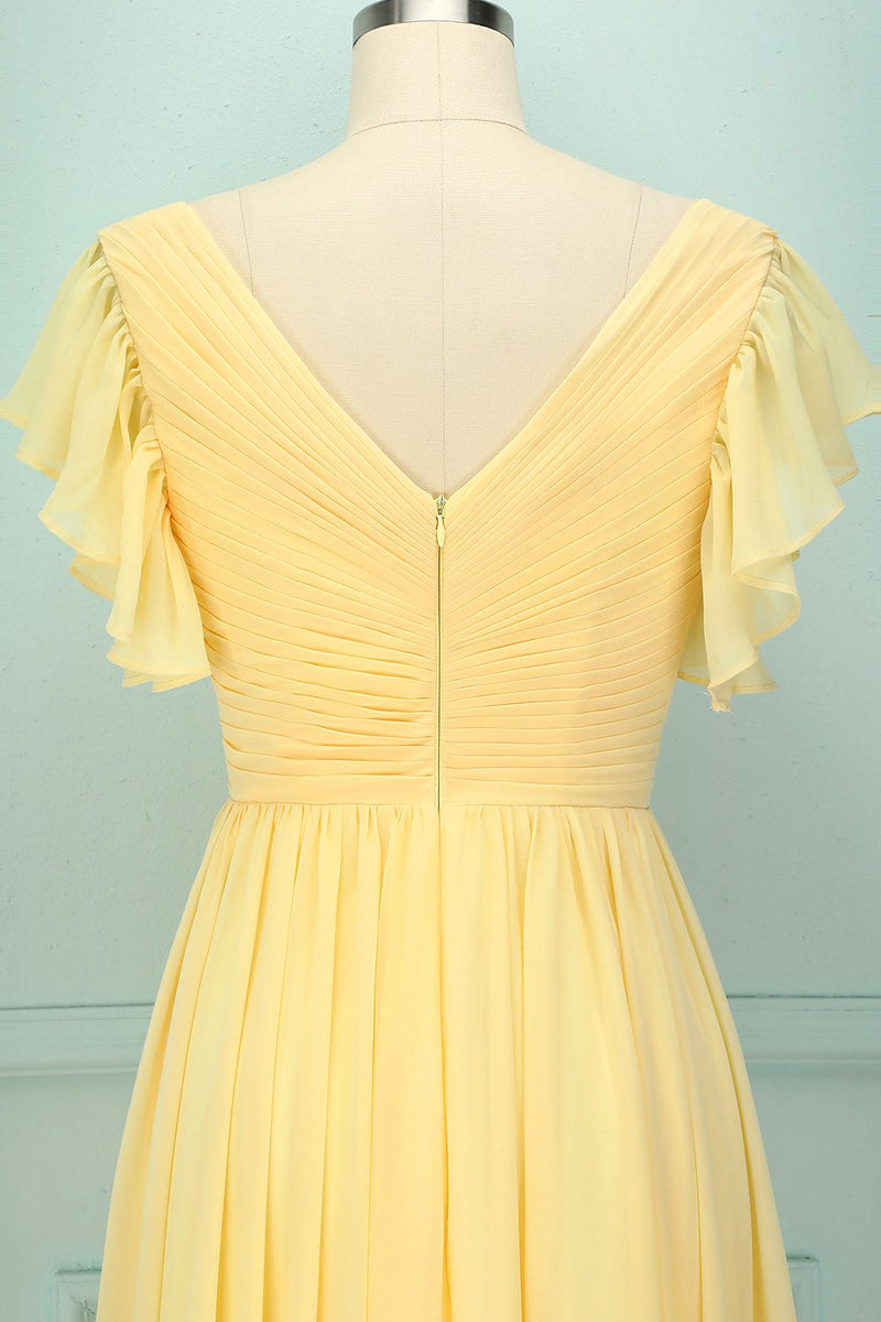 Load image into Gallery viewer, Yellow V-neck Long Dress