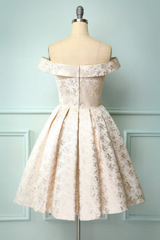 Champagne Floral Homecoming Dress