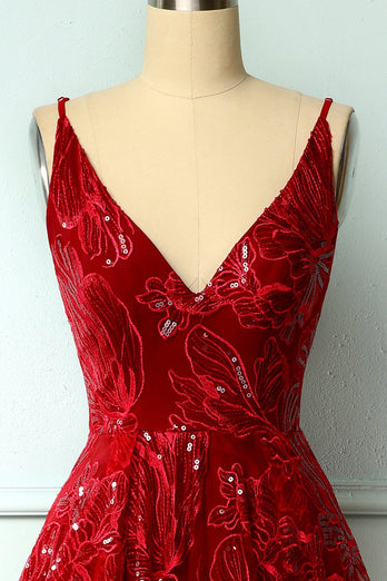 Red Asymmetrical Cocktail Dress