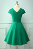 Load image into Gallery viewer, Green Boat Neck 50s Dress