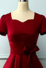 Load image into Gallery viewer, Burgundy Asymmetrical Neck Dress(BELT IS NOT INCLUDED)