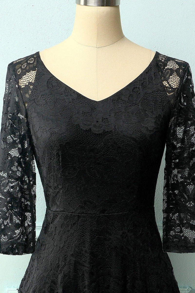 Load image into Gallery viewer, Black Lace Midi Dress