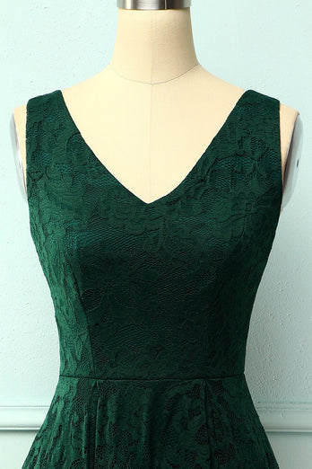 Green Lace Asymmetrical Dress