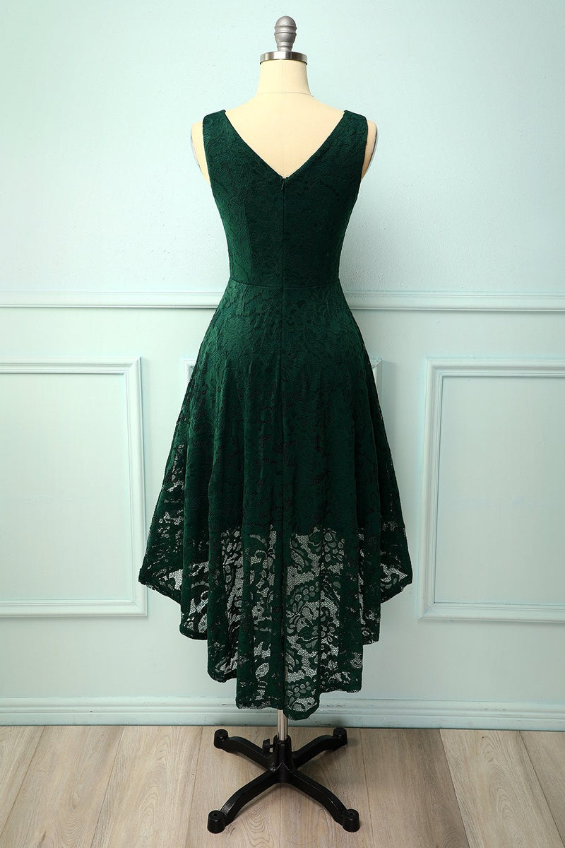 Load image into Gallery viewer, Green Lace Asymmetrical Dress