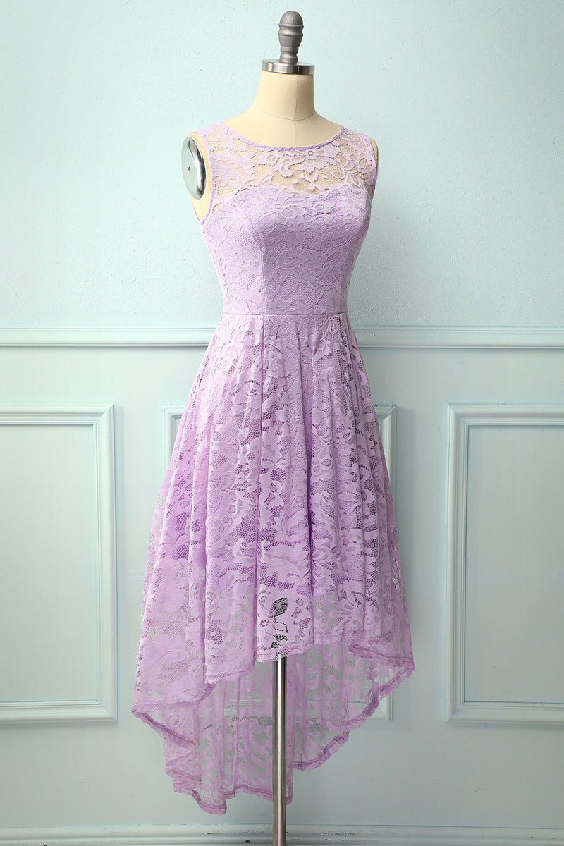 Load image into Gallery viewer, Asymmetrical Lavender Lace Dress
