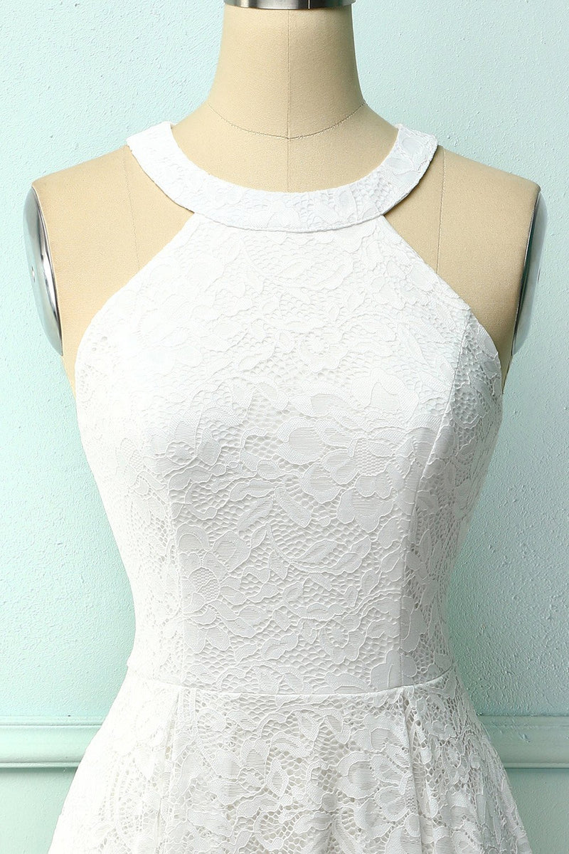 Load image into Gallery viewer, White Halter Lace Midi