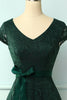 Load image into Gallery viewer, Green V Neck Bridesmaid Lace Dress