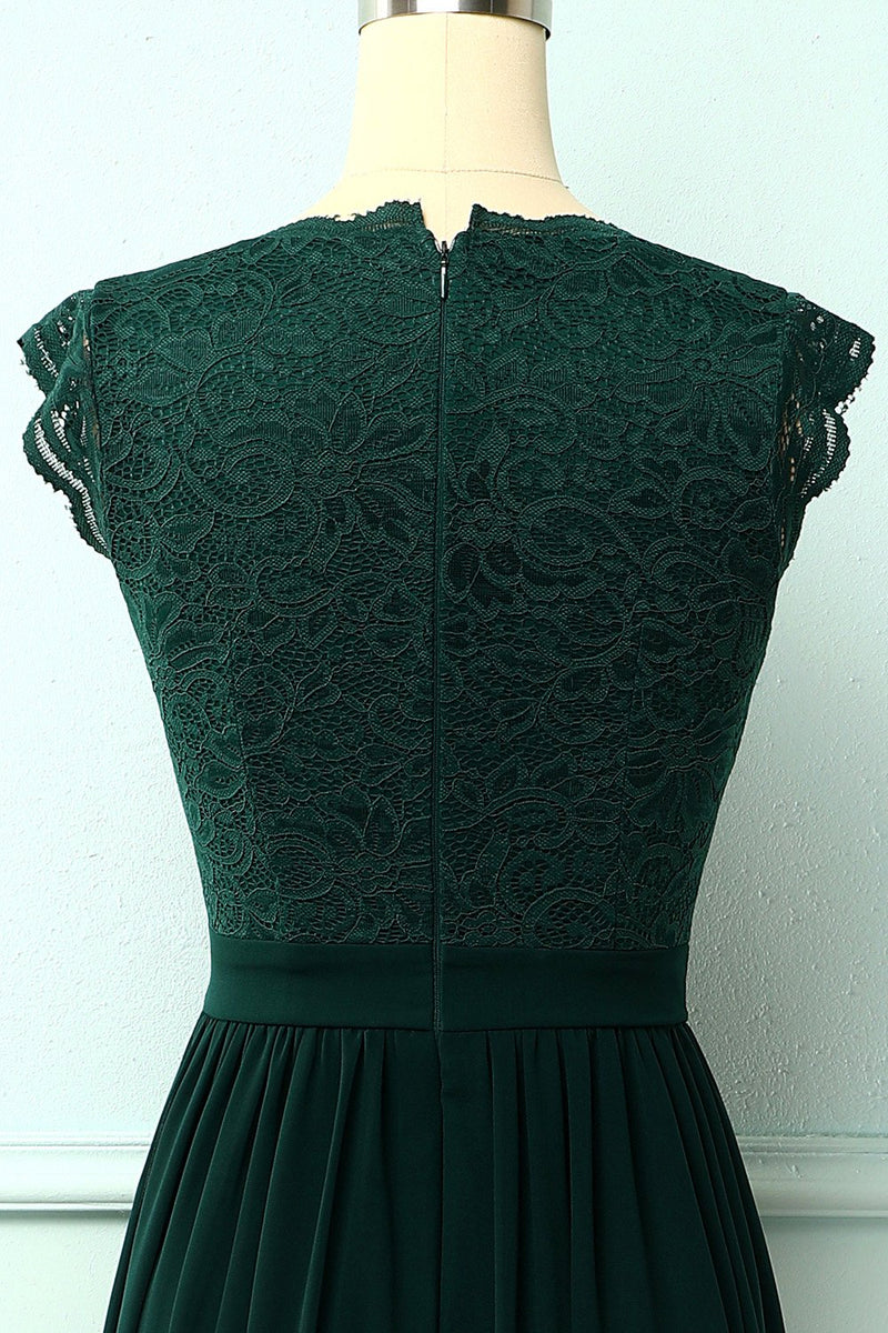 Load image into Gallery viewer, V-neck Green Long Bridesmaid Dress