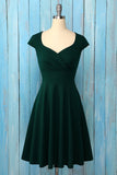 Drak Green Solid Vintage Dress