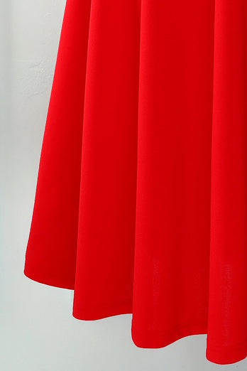 Red Square Neck Dress