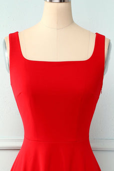 Red Square Neck Dress