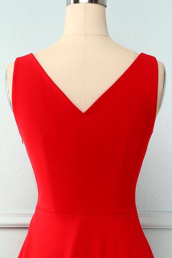 Red Square Neck Dress