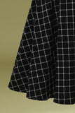 Vintage Black Plaid Midi Swing Dress