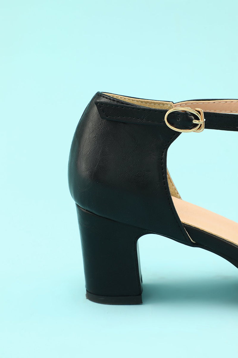 Load image into Gallery viewer, Leather Black Chunky Heels