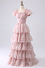 Load image into Gallery viewer, Blush A Line Square Neck Tiered Prom Dress with Ruffles