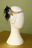 1920s Black Feather Beaded Headband