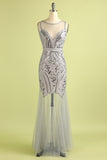 Sequin Long Tulle 1920s Dress